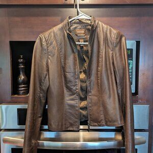Dark brown leather jacket